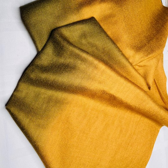 Silk & Pashmina Scarf – Golden Olive Elegance - Picture 7 of 7
